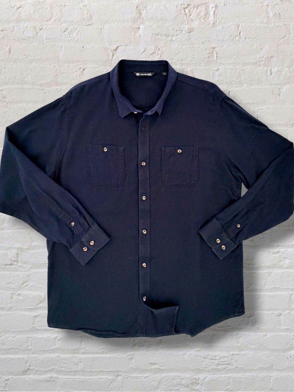TravisMathew Men’s 2XL Navy Blue Cotton Utility Button Down Shirt - Picture 2 of 9